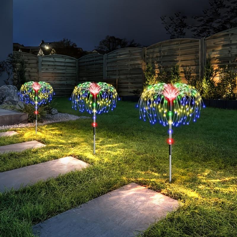 4PACK Outdoor Solar Lighting Copper Flash Post Light, LED 8 Modes Garden Landscape Light, Stainless Steel Rod with Light Source Sensor