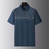 Men's Plus Size Classic Striped Short-Sleeve Polo Shirt