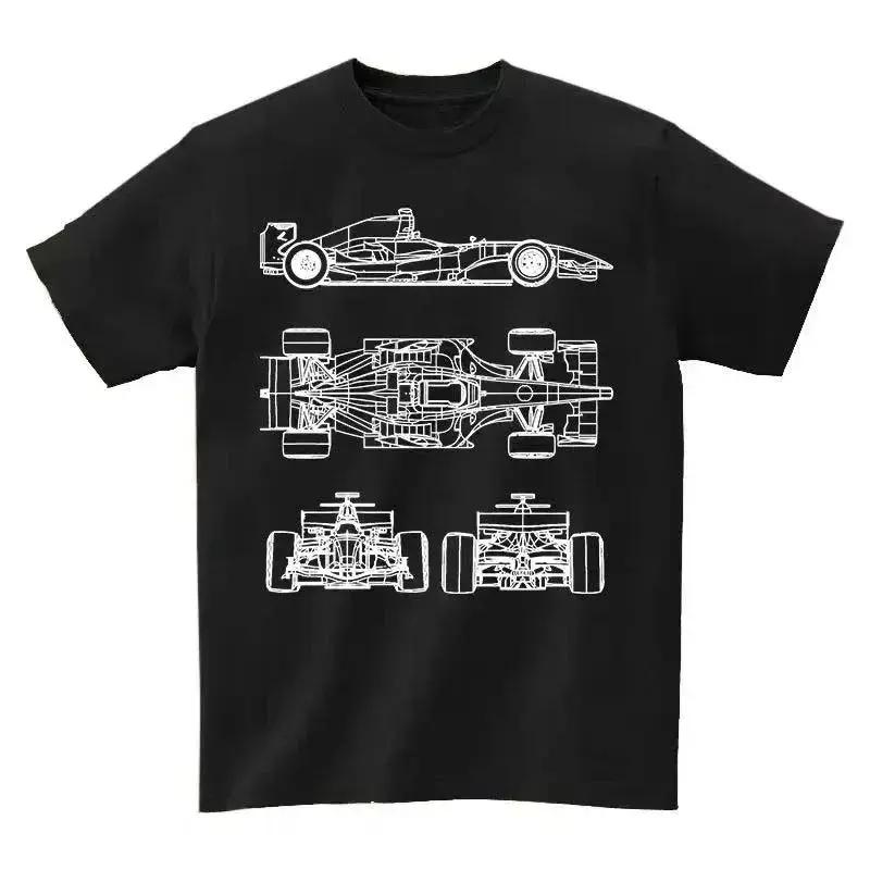 Men's T-Shirt Racing Car Printed Cotton Casual O-Neck Short Sleeve Men's Women's Streetwear Hip Hop Tee Oversize F1 Car Top Tee