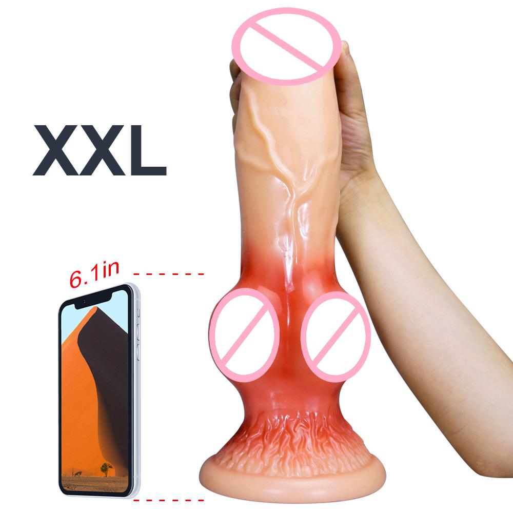 Huge Real Silicone Animal Dildo Sex Toys Knot Dog Penis Anal Plug for Women Men Suction Cup Female Masturbator Adults