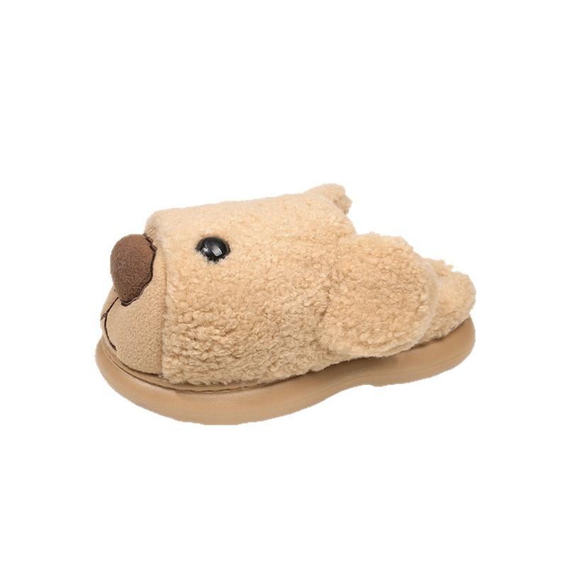 Cute Cartoon Puppy Fluffy Slippers Women's New Soft Plush Outer Wear In Autumn and Winter 2025 Anti-skid Shit Feeling