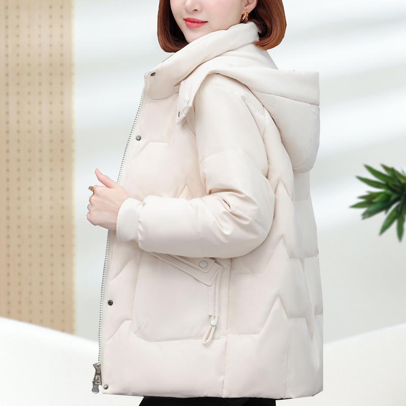 Dampuffjackor Vinter Vintage Korta Parkas Med Huva Plus Size Eleganta Tjocka Varma Dunrockar Kvinna Ytterkläder