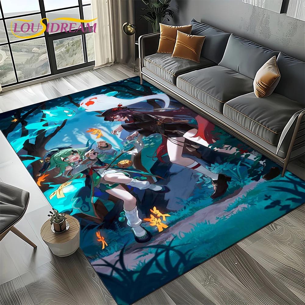 2025 New Genshin Impact Character Solo Cartoon Game Carpet Rug for Living Room Bedroom Home Sofa Decoration,Non-slip Floor Mat