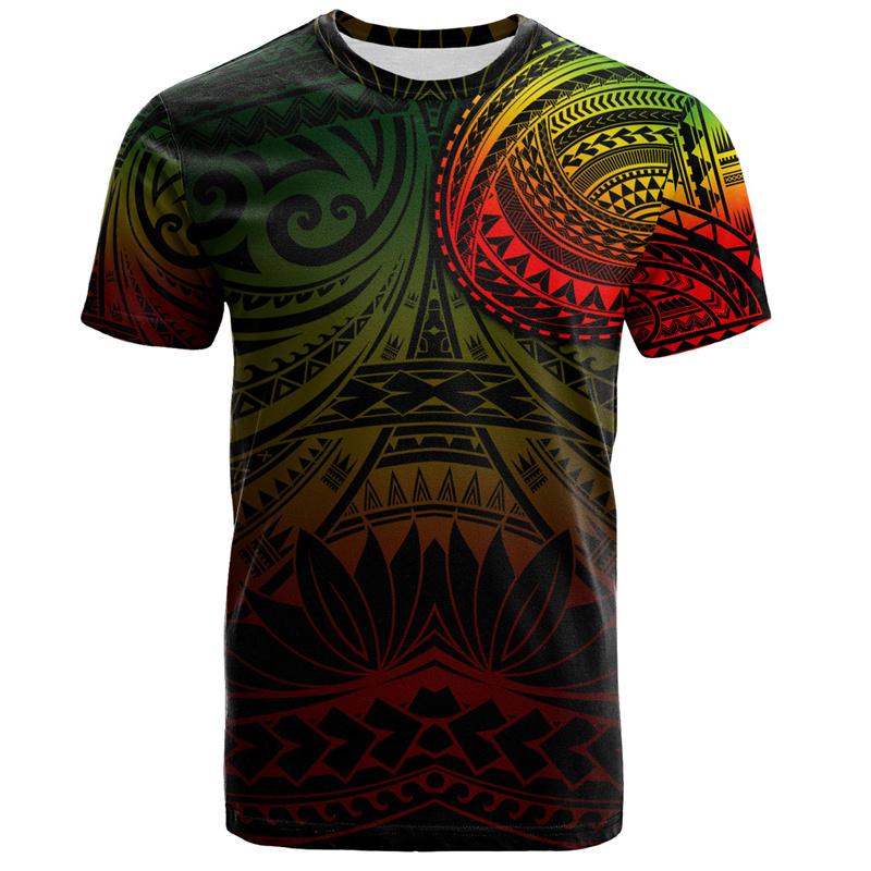 Fashion Polynesian 3D Printed T Shirt Men Summer Short Sleeves Tops Hawaiian Crew Neck Tees Casual Streetwear Male T-shirt