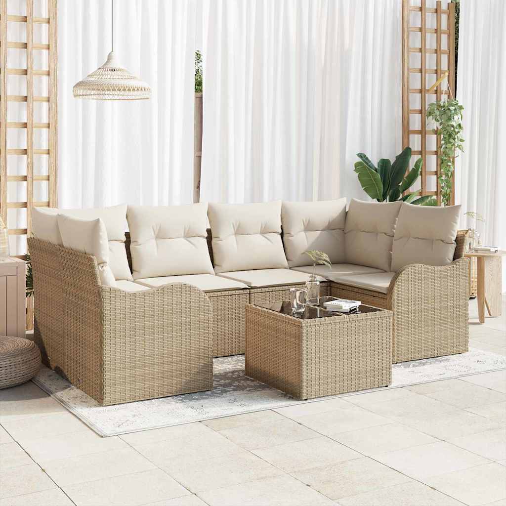 Garden Sofa Set Beige 55 x 55 x 37 cm Poly Rattan