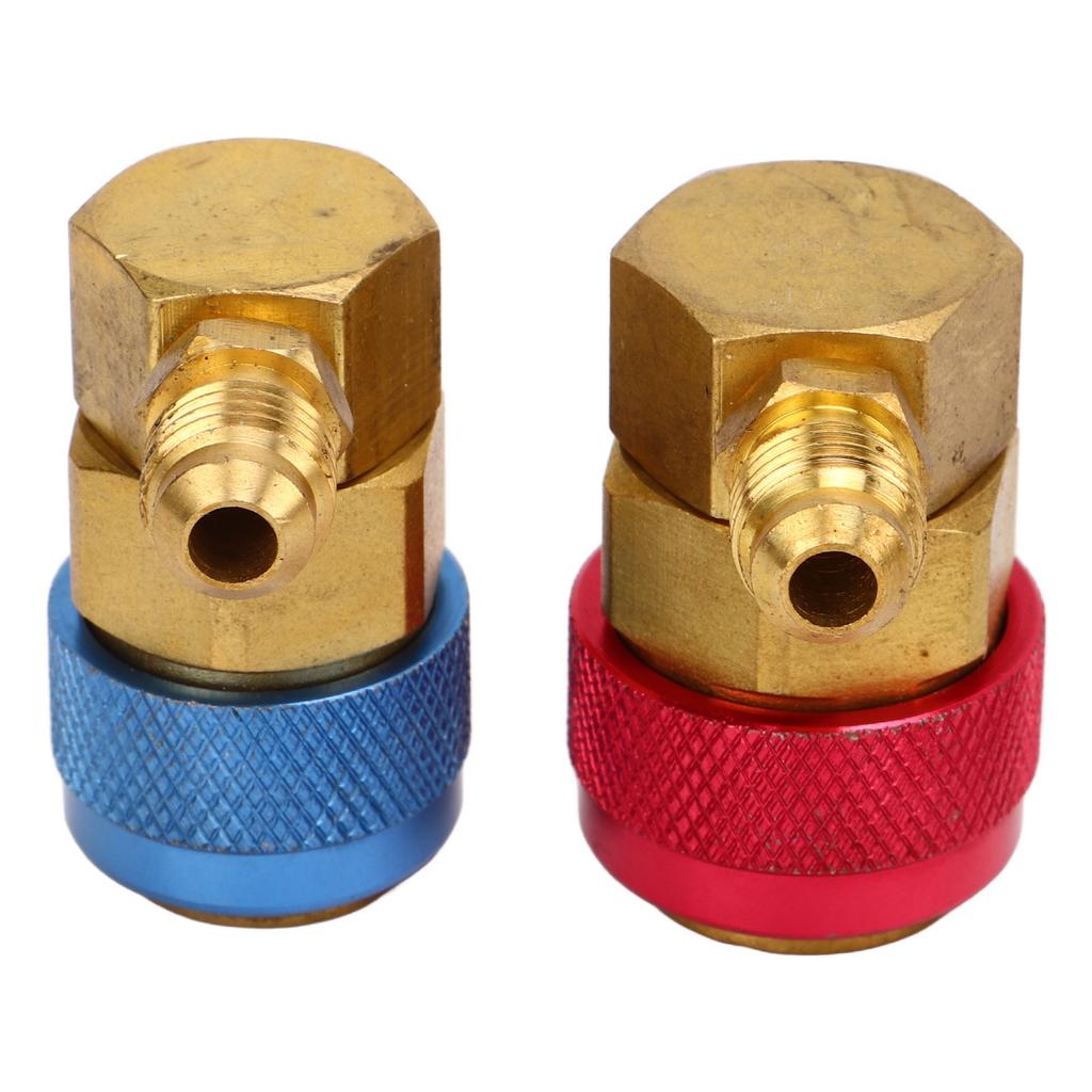 2 Pcs AC Quick Coupler Connector Manifold Fluoride Converter Adapter for R134a System Car