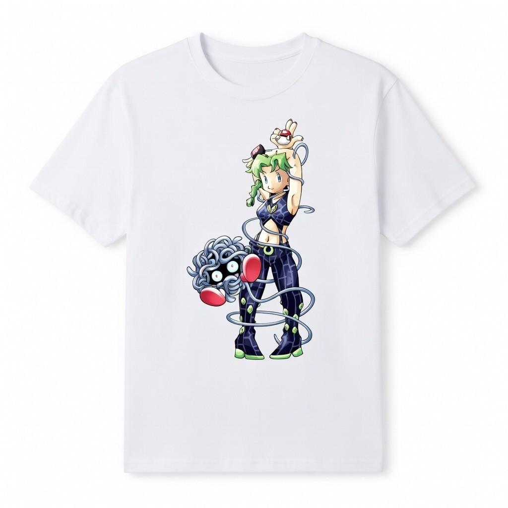 Jolyne Cujjoh Tangela Crossover Double Sided Graphic Anime Pokem*on Tribute Tee M