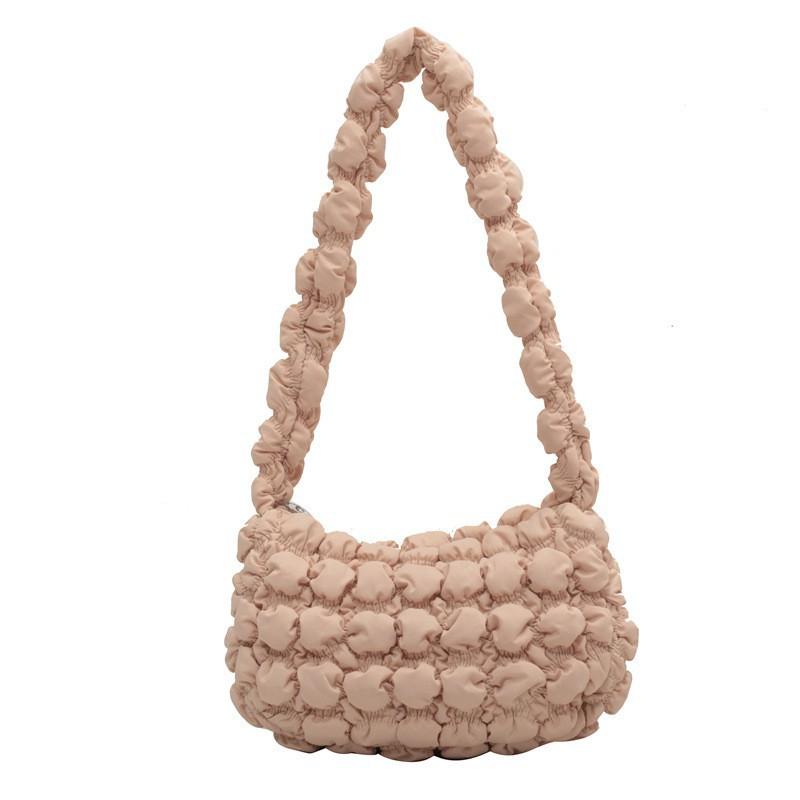 Cute Western-style Armpit Bag Women's Casual Bubble All-matching Niche Handbag Candy Color Pleated