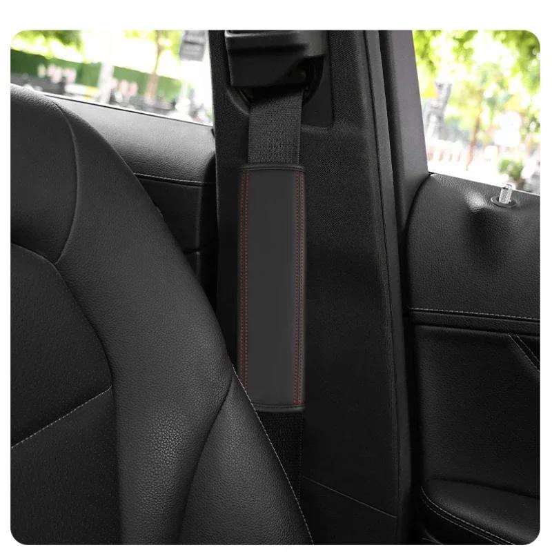 2PCS Leather Car Safety Belt Pads Shoulder Protecor Cover for Cadillac Escalade Deville CTS DTS STS XTS ATS BLS SLS CT5 CT6 XT5 zs6