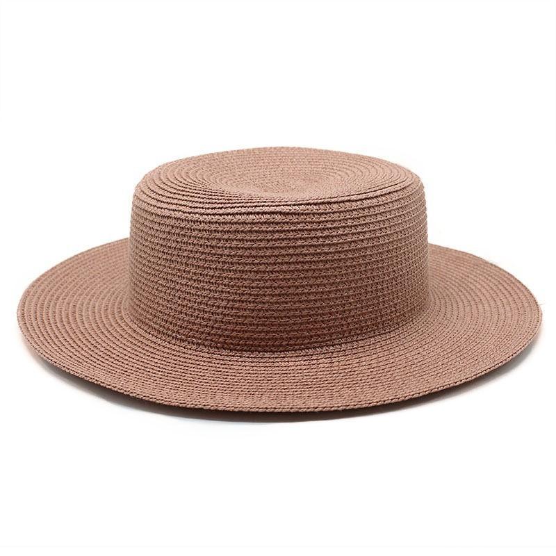 Seaside vacation beach sun protection sun hat green straw hat light board DIY versatile British flat top top top hat