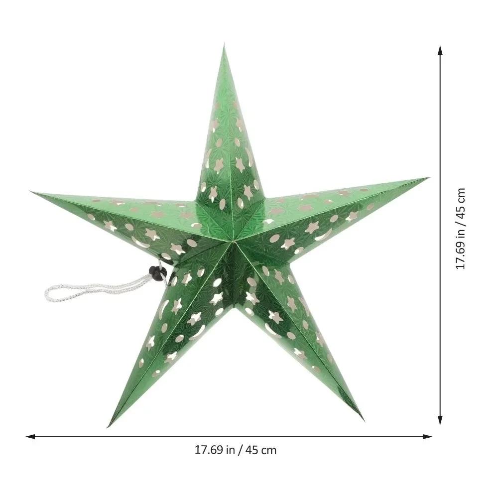 45cm 3D Christmas Tree Lampshade Hanging Paper Christmas Pendant Decoration Ceiling Pendant Pentagram Shape Star Paper Lantern