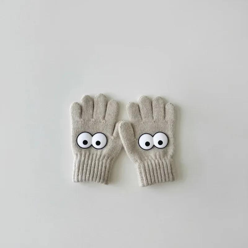 3-7Y Autumn Winter Children's Funny Gloves Autumn Winter Boys and Girls' Fingered Warm Knitted Woolen Five Finger Baby Gloves