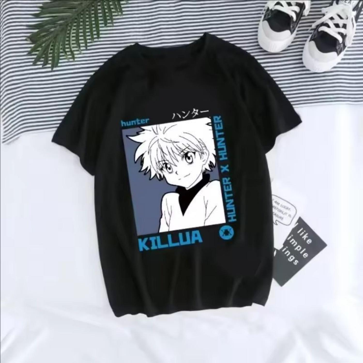 

Япония Аниме Hunter X Hunter Хлопковая Женская Футболка Манга Хисока Киллуа Золдик Кавайная Футболка Курапика Дьявольский Глаз Короткая Футболка S чёрный