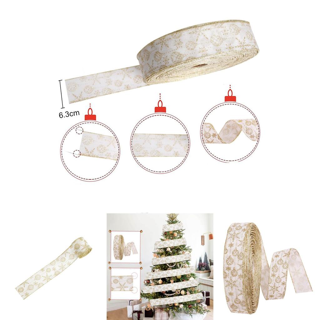 Beautiful Cartoon Inspired Christmas Tree Ornament Gold Glitter Ribbon 10 Meters Of Festive Satin