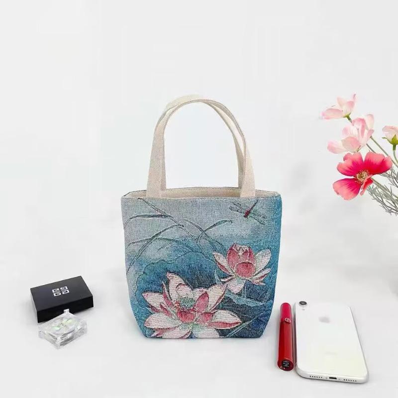 Small canvas bag double-sided embroidered tote bag elephant tote bag large capacity women's bag tote bag