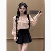 Romantic Fashion Polka Dot Chiffon Blouse With Ruffle Edges For Spring Style Enthusiasts