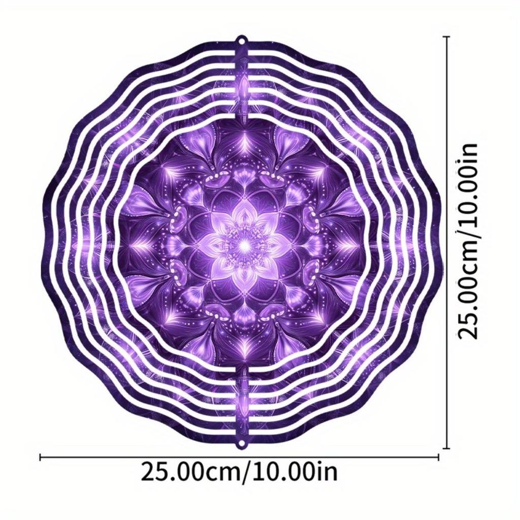 10 Inch Hanging Wind Spinner with Mandala Design 360 Degree Rotating Hook Elegant Art Decor for Garden Balcony Spring Summer Gift