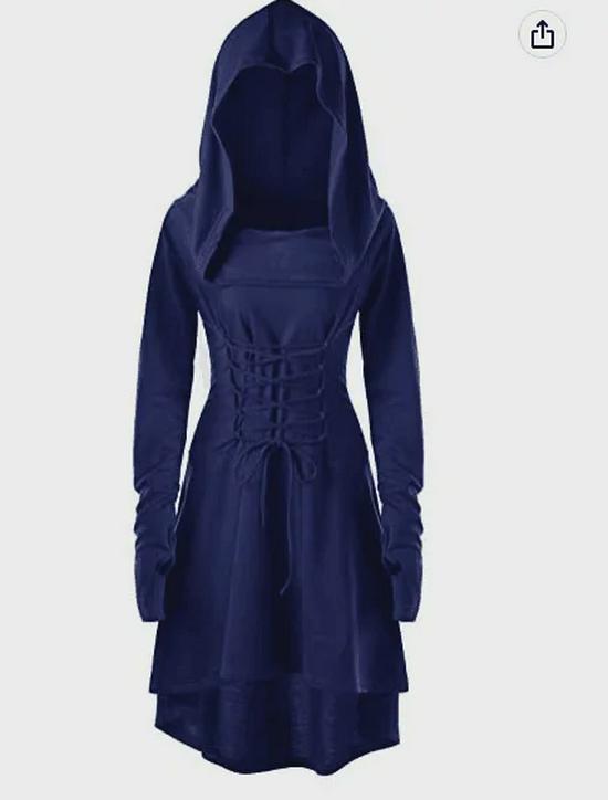 Medieval Renaissance Archer Hooded Lace Robe Pullover 