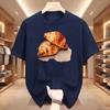 Funny Croissant Cat T-Shirt Novelty Cat Vs Croissant Meme Graphic Tee Short Sleeve Top Food Animal Tshirt Men Women