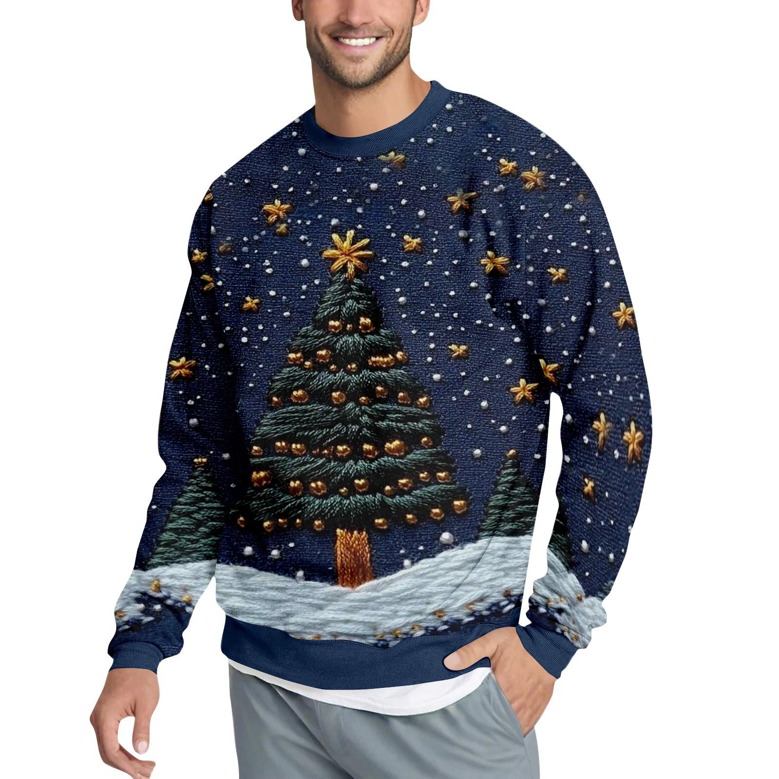 

Свободное мужское худи с рождественским принтом L тёмно-синий