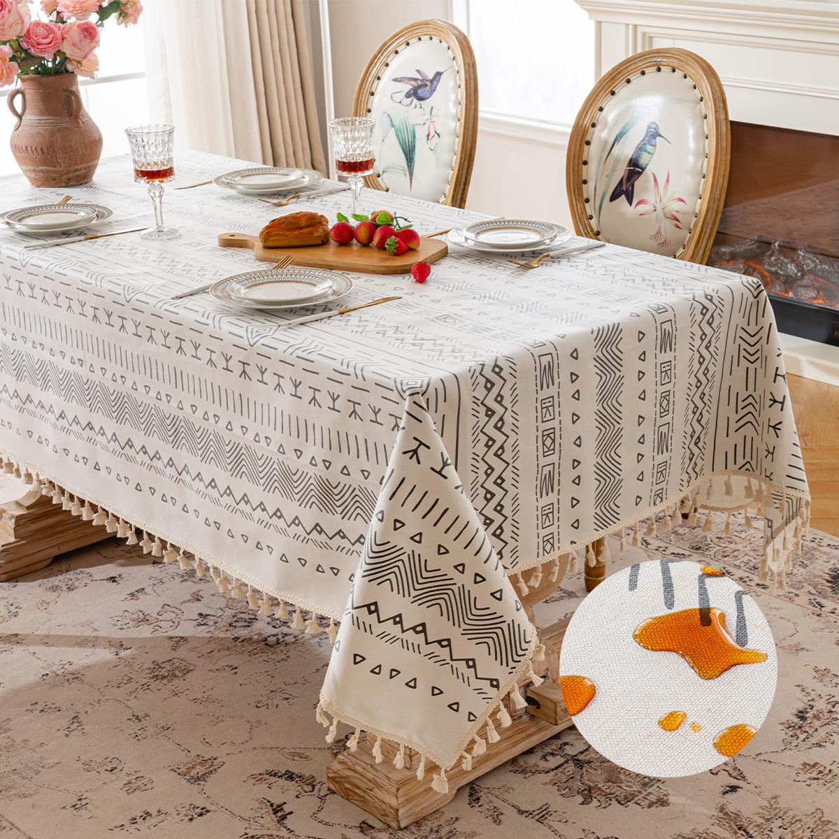 

Bohemian Style Irregular Pattern Desk Pad Geometric Tassel Table Mat Stain Resistant Heat Insulating Easy To Maintain Tablecloth tablecloth 90x90cm