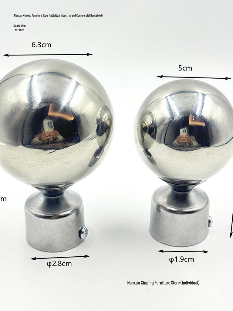 Stainless Steel Decorative Curtain Rod End Cap with Hollow Ball Design