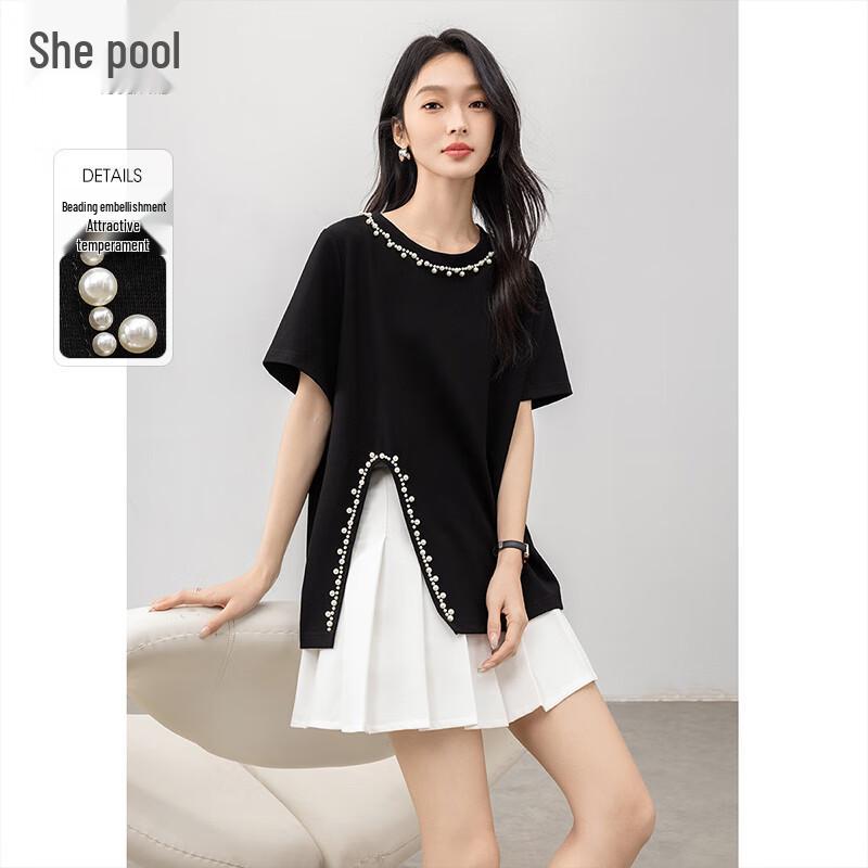 Ta Chi Women s Beaded Slit Short Sleeve T-shirt M