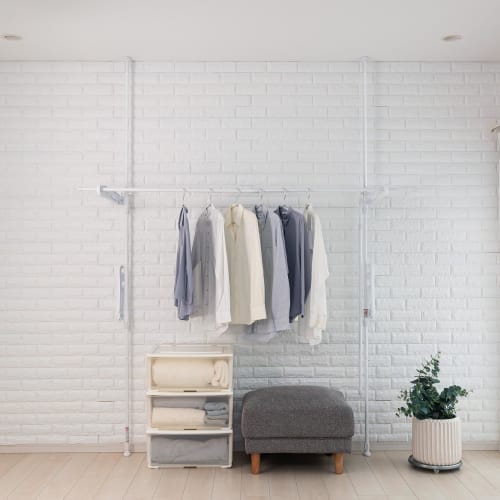 Sekisui Jushi Shoji Sekisui Tension-Type Window Frame Clothes Drying Rack (for Terrace Windows) TM-T2W, Mounting Height: 178-263cm, Pole Extension: 11