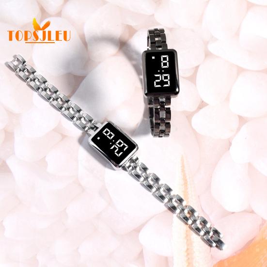 Damski zegarek LED o wyjątkowym kunszcie: Kwadratowa tarcza, cyfrowy wyświetlacz, obsługa dotykowa, precyzyjny czas – stylowy dodatek do biżuterii