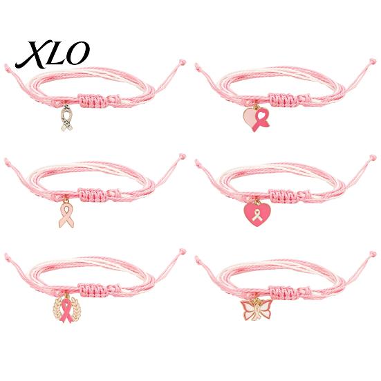 Simple Style Braided Jewelry Breast Cancer Awareness Bracelet for Women, Adjustable Woven String with Versatile Handwoven Wrist Decor Ribbon