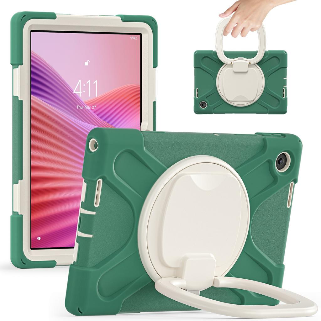 For Lenovo Tab 10.1 (2025) TB311XU/Zhaoyang K10C Case TPU + PC + Silicone Tablet Cover Swivel Kickstand Handle Grip