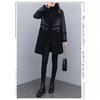 Vintage-Style Women's Mid-Length Leather & Fur Coat - Double-Sided, Fleece-Lined, Spliced Design