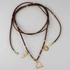 Retro Brown Faux Suede Long Wrap Irregular Heart Sun Pendant Necklace for Holiday Party Occasions Accessory