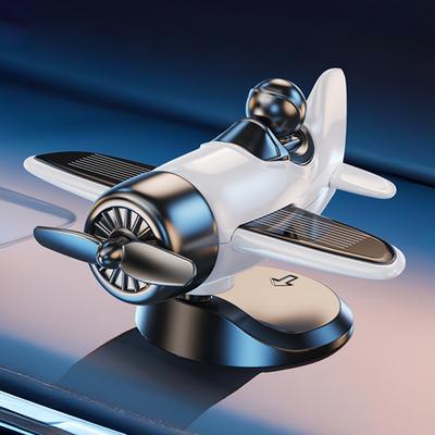 Solar Energy Powered Rotating Propeller Fighter Ornaments Car Pilot Decoration Car Interior Accessories