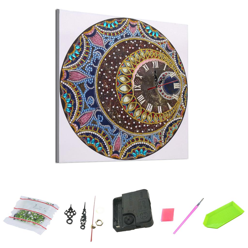 5D Clock Wall Set DIY Painting Room Decor Mandala Patterns Fashionable Clock Design for Home Decoration