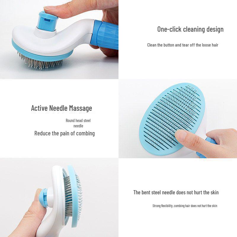 Tierhaarentfernung Stahlkamm für Katzen & Hunde - Ein-Knopf-Reinigungswerkzeug