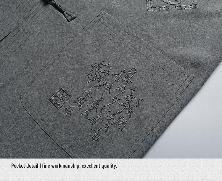 Summer Short-Sleeve Tang Suit Set for Middle-Aged and Elderly Men