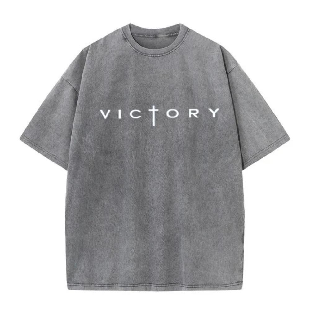 Men s Summer Victory Print Short Sleeve T-shirt Casual Sport Outdoor Graphic Tee Hommes T-shirt S