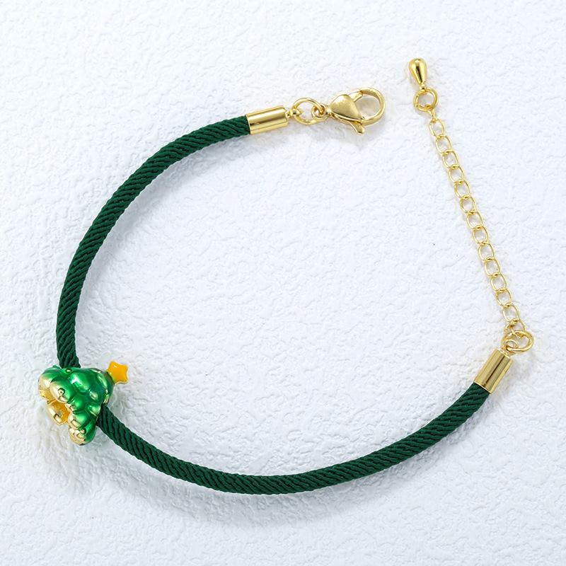 Sweet And Cute Colorful Woven Christmas Tree Snowman Bear Hand Rope Wind Christmas Bracelet Vl717