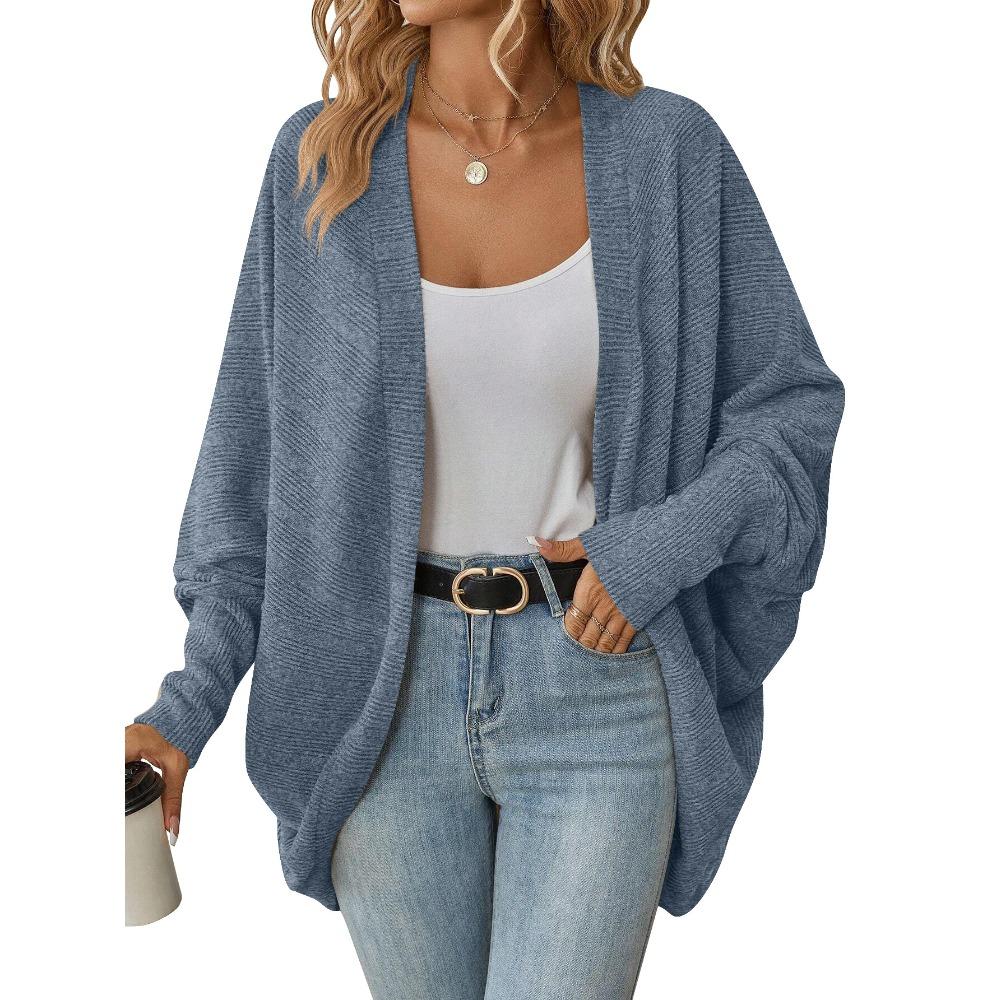 Women's Open Front Batwing Long Sleeve Loose Fit Casual Knit Cardigan Sweater
