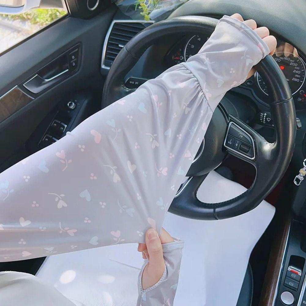 Cooling Material Arm Sleeves Breathable Sun Protection Sleeves Cute Ice Silk Sleeve Hiking