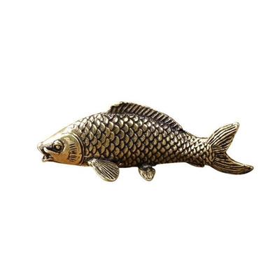 Statua di Pesce in Ottone Massiccio Modello Miniatura Simulazione Carpa Animale da Tè Antico Feng Shui Ornamenti da Tavolo Accessori Decorazione Casa