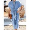 A Slim Pleated Slim Denim Dress Split Pleat Slim Fit Demin Dress Women