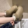 Snow Boots Women's Autumn and Winter New Round Head Thick Sole Rhombus Plaid Foot Cover Velvet Student Cotton Shoes