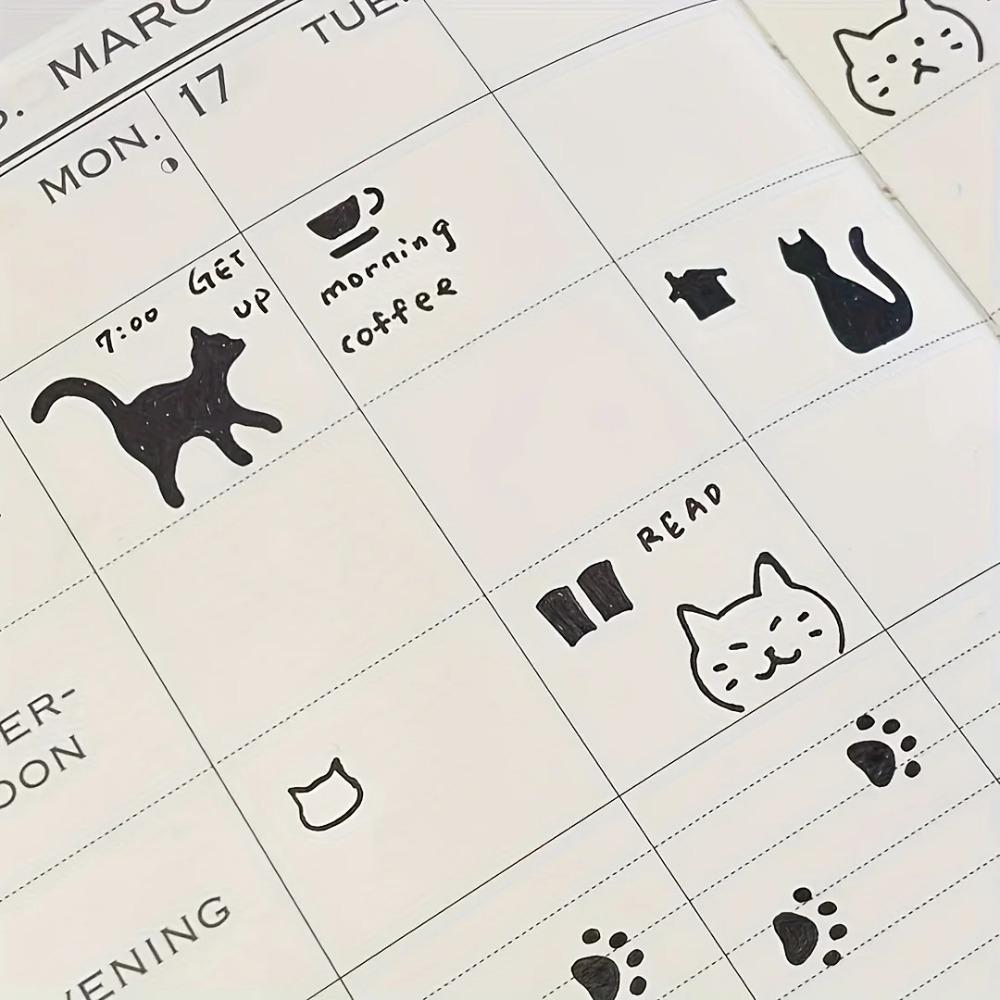 Cat Pattern Metal Stencil Ruler Dual-Sided Template Tool for Journaling Scrapbooking and Drawing Kawaii School Supplies