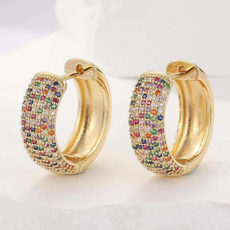 Luxurious Sparking Wide-faced Inlaid Synthetic Zirconia Hoop Earrings Women Exquisite Party Banquet Jewelry Accessories