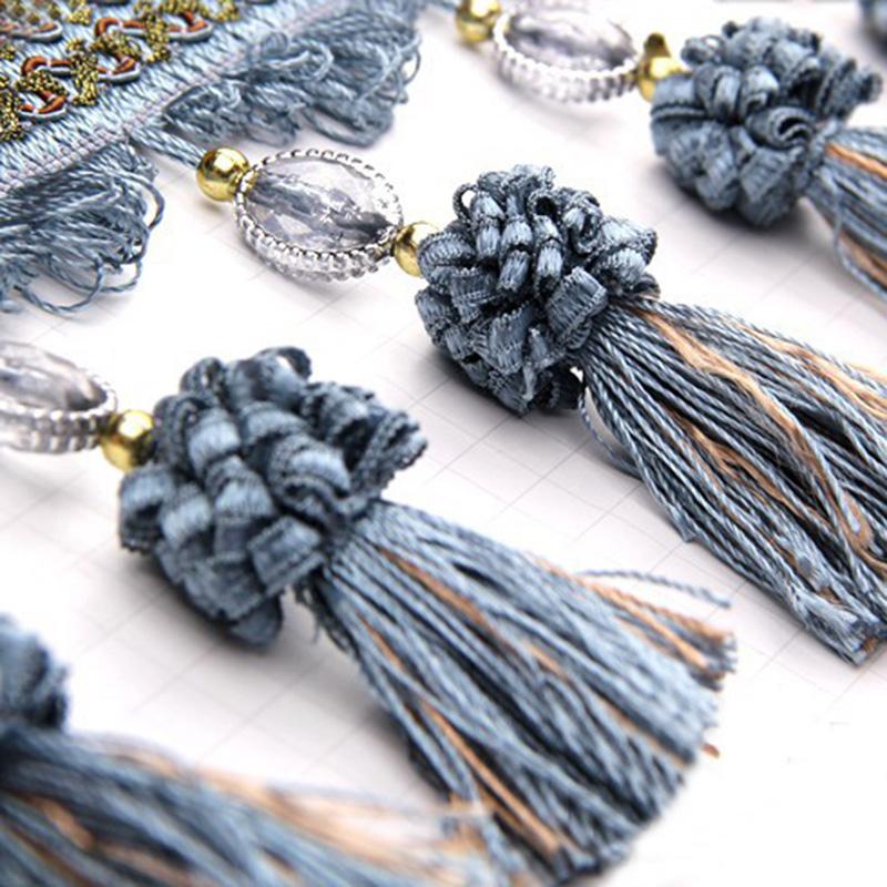 3 Meter Crystal Beaded Curtain Tassel Fringe Lace Trimming Sewing Indoor Home Decoration Accessories Craft Upholstery