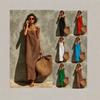 Women's Square Neck Spaghetti Strap Loose Fit Solid Color Maxi Dress Casual Beach Vacation Sleeveless Long Sundress