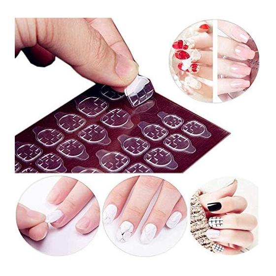 Double-Sided Tape for Nails, Super Strong Double-Sided Tape, Nail Adhesive, Tip Art Fake Nail Tips, DIY Jelly Nail Art Sticker Decal (Set of 20)