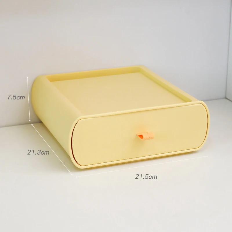 Ящик для хранения рабочего стола штабелируемый ящик для хранения стола с ручкой большая емкость для рабочего стола канцелярские принадлежности косметика всякая всячина организация жёлтый 3395₽